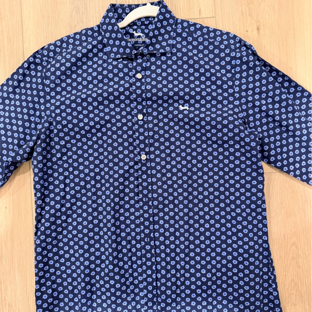 Harmont & Blaine Navy and White Patterned Shirt